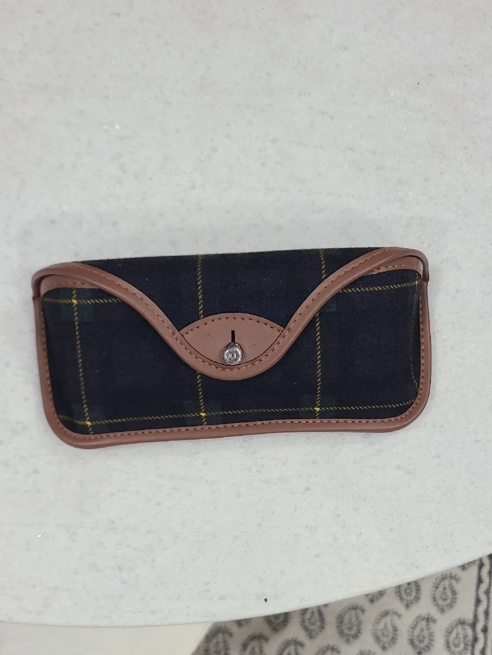 Polo by Ralph Lauren Plaid Case with Tan Leather Trim